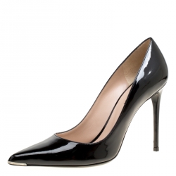 Barbara Bui Black Patent Leather Metal Pointed Toe Pumps Size 39