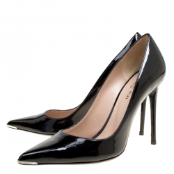 Barbara Bui Black Patent Leather Metal Pointed Toe Pumps Size 39