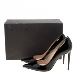 Barbara Bui Black Patent Leather Metal Pointed Toe Pumps Size 39