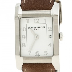 Pre Owned Baume & Mercier White Stainless Steel Hampton Women's Wristwatch 22 mm