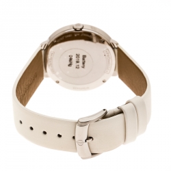 Pre Owned Baume & Mercier Silver White Stainless Steel Promesse MOA10177 Women's Wristwatch 34 mm