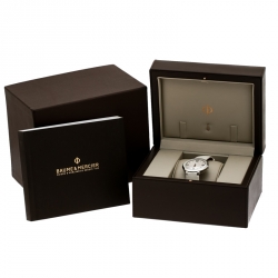 Pre Owned Baume & Mercier Silver White Stainless Steel Promesse MOA10177 Women's Wristwatch 34 mm