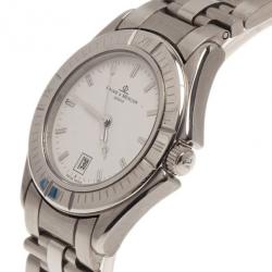 Pre Owned Baume & Mercier White Stainless Steel Classic Women's Wristwatch 30MM