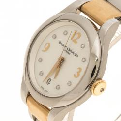 Baume & Mercier White Mother of Pearl Yellow Gold Capped Stainless Steel Women's Wristwatch  30 mm