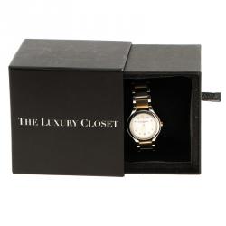Baume & Mercier White Mother of Pearl Yellow Gold Capped Stainless Steel Women's Wristwatch  30 mm
