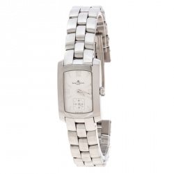 Pre Owned Baume & Mercier White Stainless Steel Hampton Milleis 65309 Women's Wristwatch 22 mm