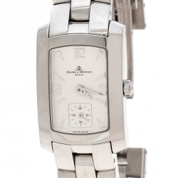 Pre Owned Baume & Mercier White Stainless Steel Hampton Milleis 65309 Women's Wristwatch 22 mm