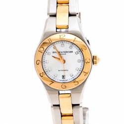 Pre Owned Baume & Mercier Mother of Pearl Two-Tone Stainless Steel Linea 10114 Women's Wristwatch 27 MM