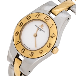 Baume & Mercier White Two-Tone Stainless Steel Linea MV045203 Women's Wristwatch 22 mm