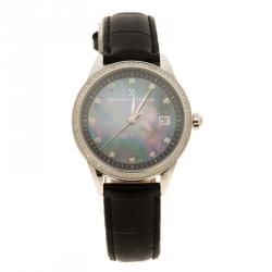 Bernhard H Mayer Blue Mother of Pearl Stainless Steel and Diamond Starlette Women's Wristwatch 34 mm