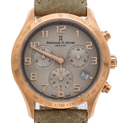 Pre Owned Bernhard H Mayer Khaki Rose Gold PVD Plated Stainless Steel Irish Chronograph Women's Wristwatch 38 mm