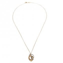 Pre Owned Bernhard H. Mayer Trinity Diamond Two Tone 18K Gold Pendant Necklace