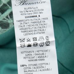 Blumarine Resort'16 Turquoise Goat Leather Embroidered Lace Panel Detail Dress XL