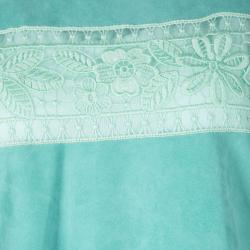 Blumarine Resort'16 Turquoise Goat Leather Embroidered Lace Panel Detail Dress XL