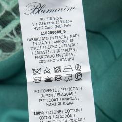 Blumarine Resort'16 Turquoise Goat Leather Embroidered Lace Panel Detail Dress XL