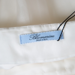 Blumarine Ivory Floral Embroidered Applique Detail Tulle Overlay Maxi Skirt XL