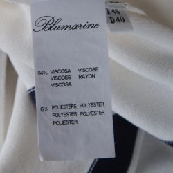 Blumarine Off White Contrast Trim Knit Short Sleeve Top L