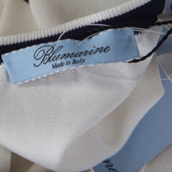Blumarine Off White Contrast Trim Knit Short Sleeve Top L