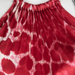 Blumarine Red Animal Printed Silk Neck Tie Embellished Detail Maxi Dress M