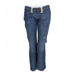 Blumarine Indigo Denim Embellished Distressed Jeans M