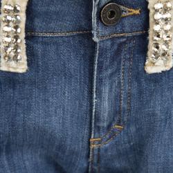 Blumarine Indigo Denim Embellished Distressed Jeans M