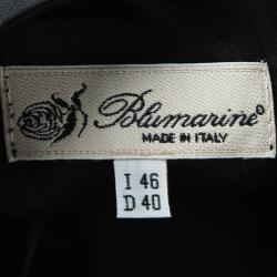 Blumarine Black Plisse Long Sleeve Detail Dress L
