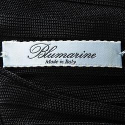 Blumarine Black Rib Knit Faux Tucked Top M
