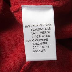 Blumarine Red Embellished Wool and Cashmere Short Sleeve Sweater M