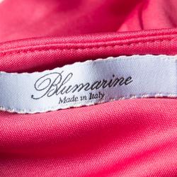 Blumarine Pink Knit Embellished Off Shoulder Maxi Dress M