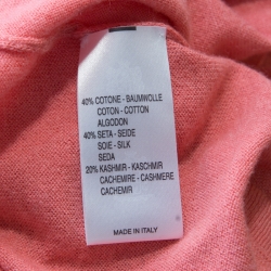 Blumarine Salmon Pink Cotton Silk Embellished Button Front Cardigan L