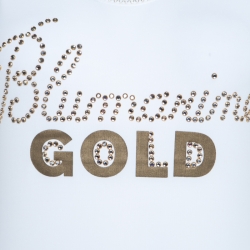 Blumarine White and Gold Embellished Stretch Cotton Sleeveless Top