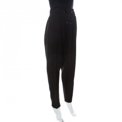 Blumarine Black Crepe Elasticized Waist Trousers L 