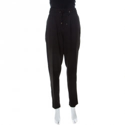 Blumarine Black Crepe Elasticized Waist Trousers L 