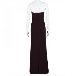 Pre Owned Boss By Hugo Boss Burgundy Draped Strapless Dilusia Maxi Dress S
