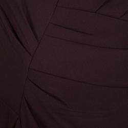 Pre Owned Boss By Hugo Boss Burgundy Draped Strapless Dilusia Maxi Dress S