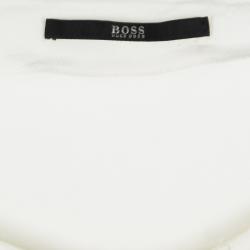 مملوكة مسبقًا Boss By Hugo Boss Off White Silk Panel Detail Isala Top L