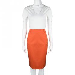 Pre Owned Boss By Hugo Boss Orange Cotton Vilica Pencil Skirt M