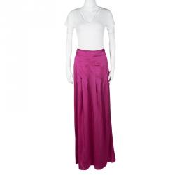 Pre Owned Boss by Hugo Boss Pink Silk Satin Varana Maxi Skirt M