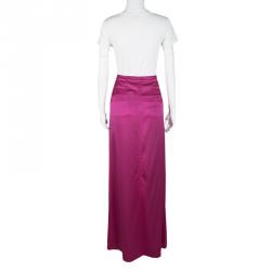 Pre Owned Boss by Hugo Boss Pink Silk Satin Varana Maxi Skirt M