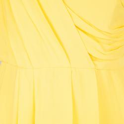 Pre Owned Boss By Hugo Boss Yellow Sleeveless Drapira Dress M