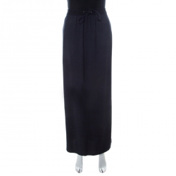 Pre Owned Boss By Hugo Boss Navy Blue Drawstring Waist Maxi Bendrah Skirt L