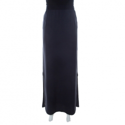 Pre Owned Boss By Hugo Boss Navy Blue Drawstring Waist Maxi Bendrah Skirt L