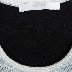 مملوكة مسبقًا Boss By Hugo Boss Grey Animal Pattern Knit Long Sleeve Flaiza Dress XS