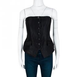 Pre Owned توب كورسيه بوس باي هوغو بوس بلا أكمام تفاصيل سفلية أسود L