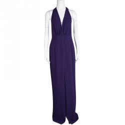 مملوكة مسبقًا Boss By Hugo Boss Purple V-Neck Sleeveless Diwendyn Maxi Dress M