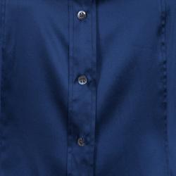 مملوكة مسبقًا قميص بوس باي هوغو بوس أزرا�ر أمامية أكمام طويلة ساتان حرير كحلي M