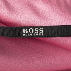 Pre Owned Boss By Hugo Boss Pink Silk Satin Asymmetric Sleeveless Maxi Dress M 