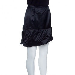 Pre Owned تنورة بوس أورانج باي هوغو بوس ديرابيه أسود حافة مزينة M