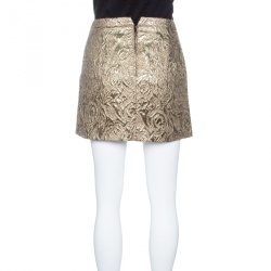 مملوكة مسبقًا Boss Orange by Hugo Boss Dull Gold Embossed Jacquard Mini Skirt S