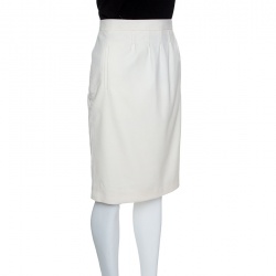 Pre Owned Boss By Hugo Boss Cream Wool Vadelle Skirt M